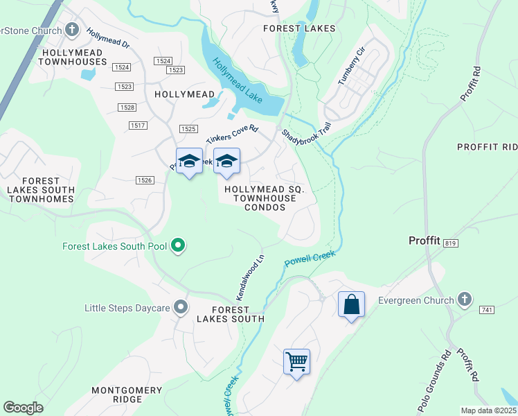 map of restaurants, bars, coffee shops, grocery stores, and more near 2664 Gatewood Circle in Charlottesville