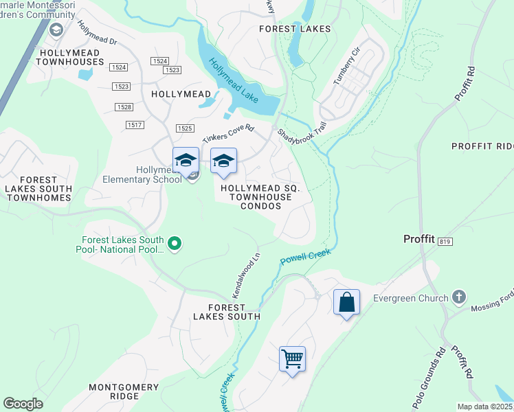 map of restaurants, bars, coffee shops, grocery stores, and more near 2666 Gatewood Circle in Charlottesville