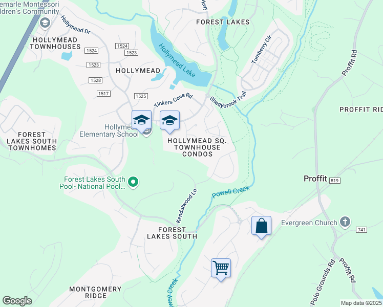 map of restaurants, bars, coffee shops, grocery stores, and more near 2660 Gatewood Circle in Charlottesville