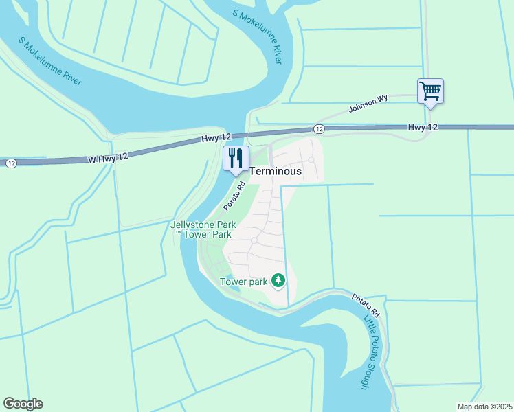 map of restaurants, bars, coffee shops, grocery stores, and more near 14 Blue Teal Court in Lodi