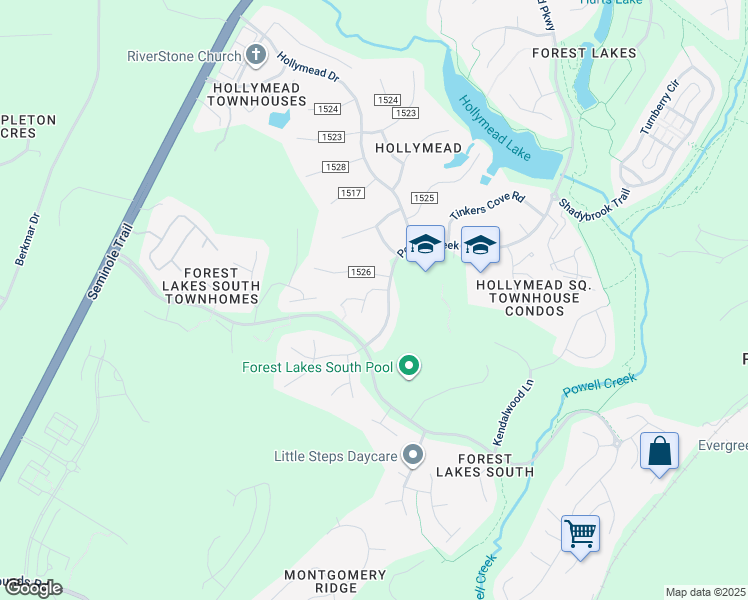 map of restaurants, bars, coffee shops, grocery stores, and more near 1621 Pepperidge Lane in Charlottesville