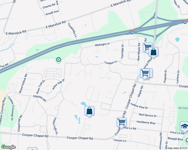 map of restaurants, bars, coffee shops, grocery stores, and more near 5705 Tallridge Place in Louisville