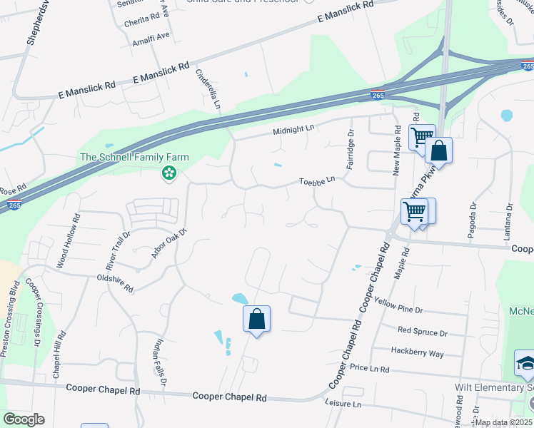 map of restaurants, bars, coffee shops, grocery stores, and more near 9409 Tallridge Court in Louisville