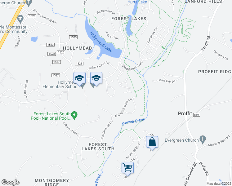 map of restaurants, bars, coffee shops, grocery stores, and more near 2698 Gatewood Circle in Charlottesville