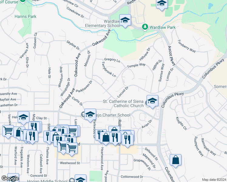 map of restaurants, bars, coffee shops, grocery stores, and more near in Vallejo