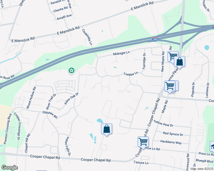 map of restaurants, bars, coffee shops, grocery stores, and more near 5705 Tallridge Place in Louisville