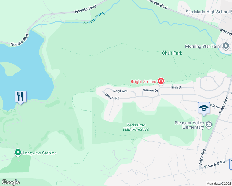 map of restaurants, bars, coffee shops, grocery stores, and more near 101 Daryl Avenue in Novato