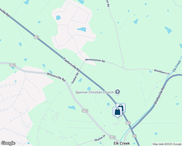 map of restaurants, bars, coffee shops, grocery stores, and more near 6102 Taylorsville Road in Spencer County