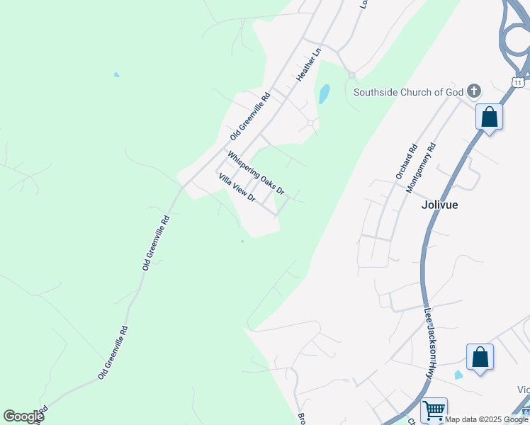 map of restaurants, bars, coffee shops, grocery stores, and more near 113 Villa View Drive in Staunton