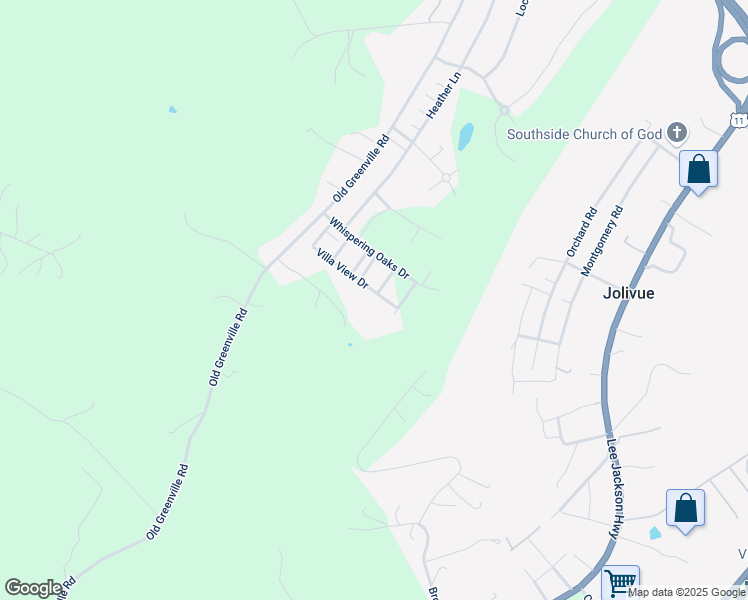 map of restaurants, bars, coffee shops, grocery stores, and more near 107 Villa View Drive in Staunton