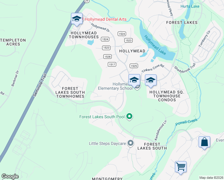 map of restaurants, bars, coffee shops, grocery stores, and more near 1635 Poes Lane in Charlottesville