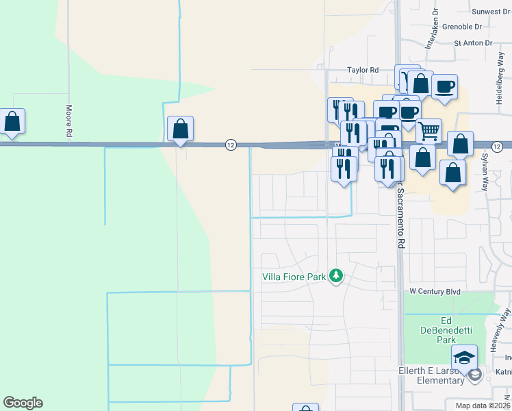 map of restaurants, bars, coffee shops, grocery stores, and more near 3002 West Kettleman Lane in Lodi