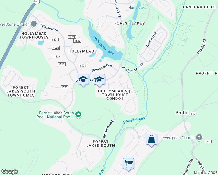 map of restaurants, bars, coffee shops, grocery stores, and more near 2764 Gatewood Cir in Charlottesville