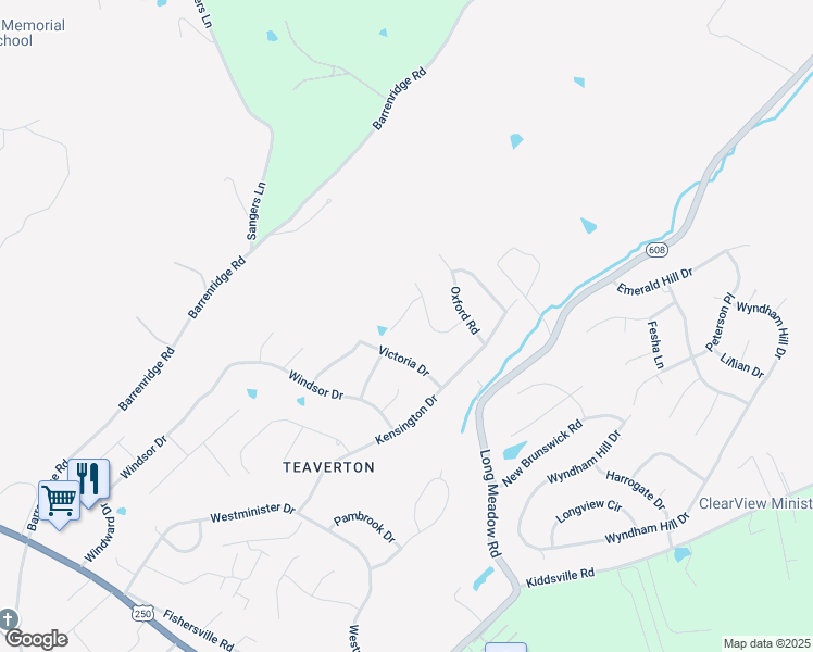 map of restaurants, bars, coffee shops, grocery stores, and more near 32 Abbey Court in Fishersville