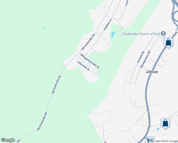 map of restaurants, bars, coffee shops, grocery stores, and more near 95 Villa View Drive in Staunton