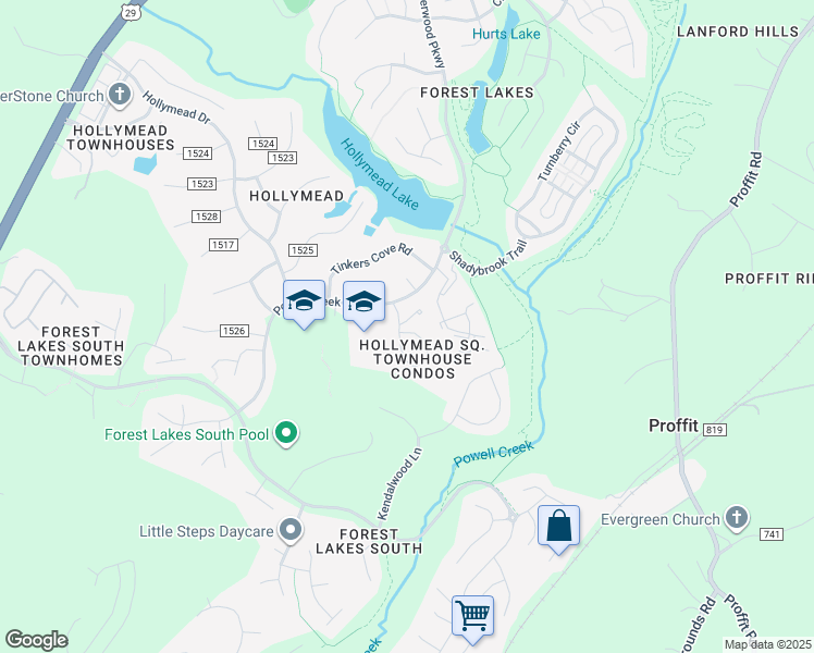 map of restaurants, bars, coffee shops, grocery stores, and more near 1820 Charles Court in Charlottesville