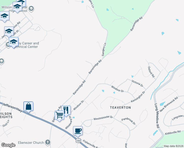 map of restaurants, bars, coffee shops, grocery stores, and more near 281 Barren Ridge Road in Fishersville