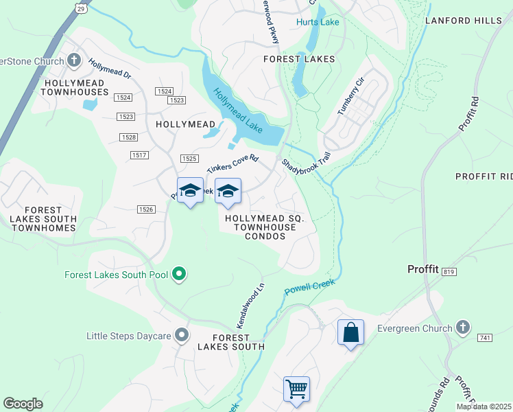 map of restaurants, bars, coffee shops, grocery stores, and more near 1829 Charles Court in Charlottesville