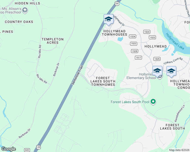 map of restaurants, bars, coffee shops, grocery stores, and more near 1434-1498 Ridgewood Circle in Charlottesville
