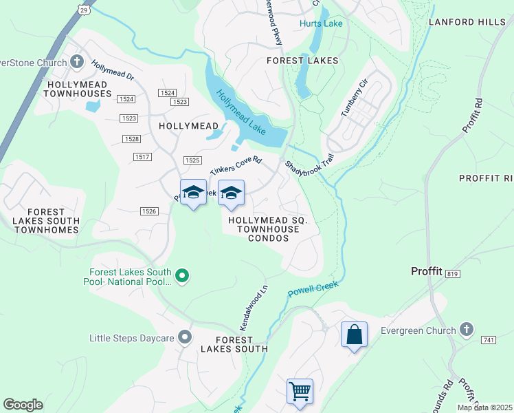 map of restaurants, bars, coffee shops, grocery stores, and more near 1825 Charles Court in Charlottesville