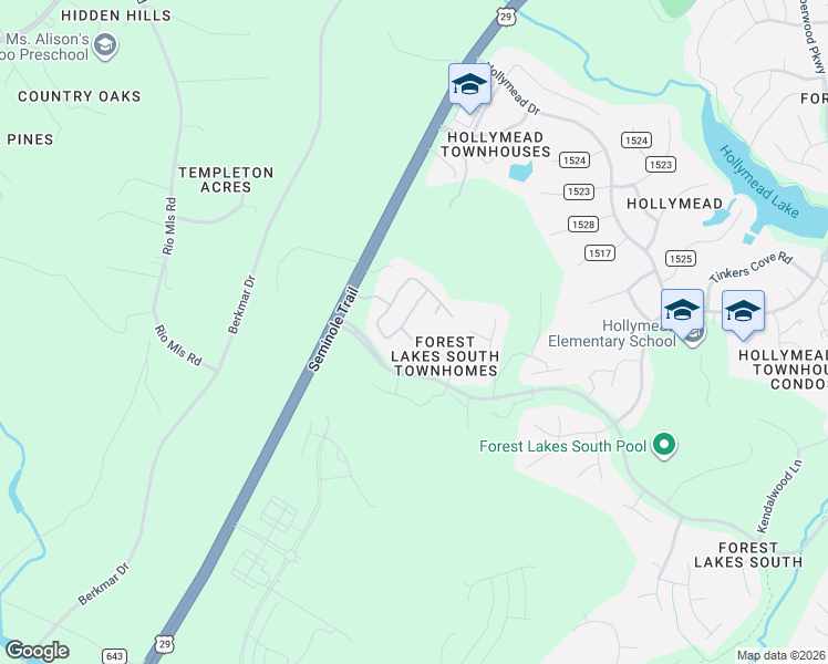 map of restaurants, bars, coffee shops, grocery stores, and more near 1434-1498 Ridgewood Circle in Charlottesville