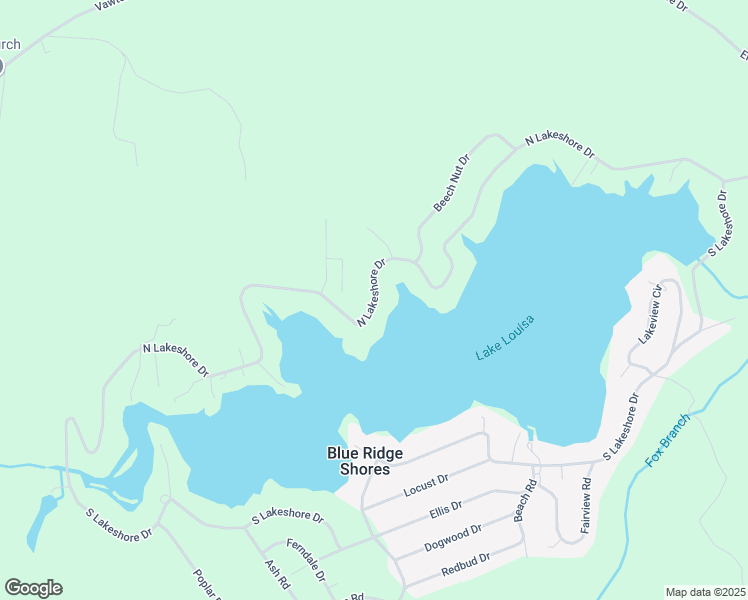 map of restaurants, bars, coffee shops, grocery stores, and more near North Lakeshore Drive in Louisa County