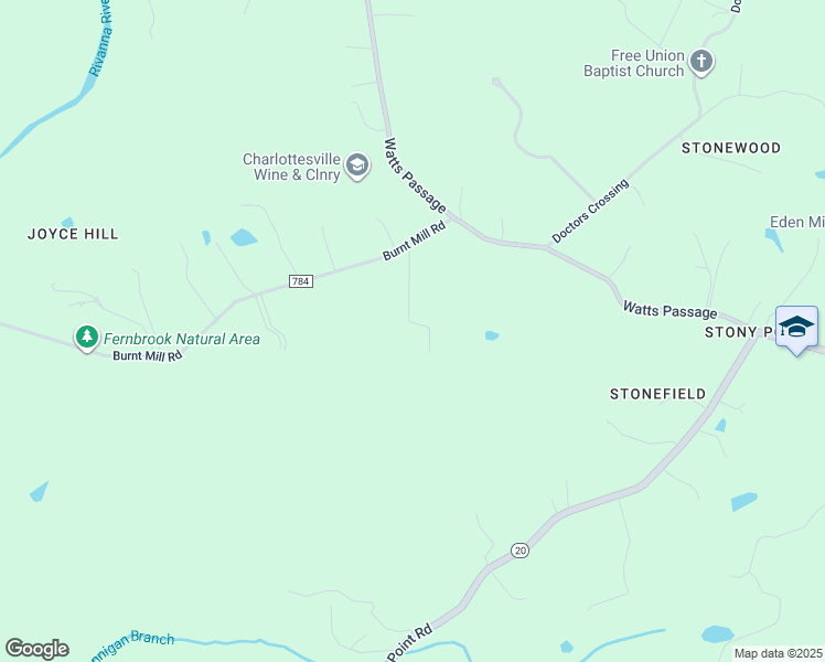 map of restaurants, bars, coffee shops, grocery stores, and more near 3307 Burnt Mill Road in Charlottesville