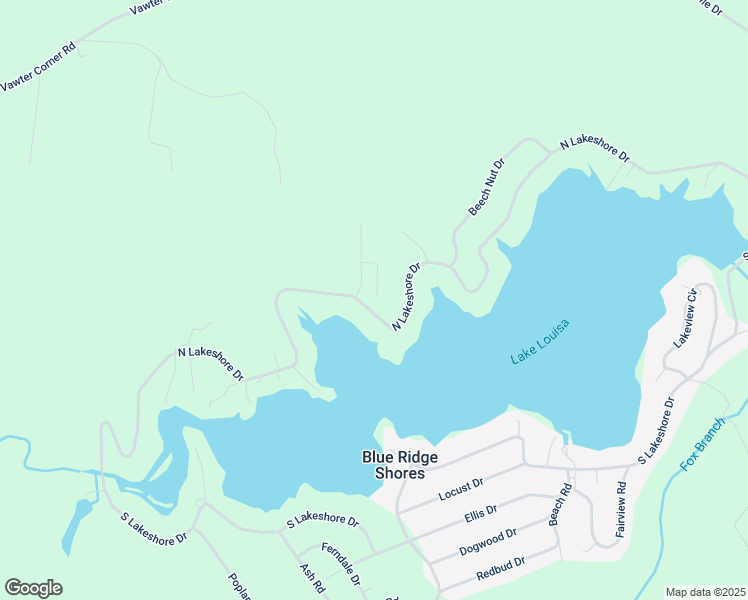 map of restaurants, bars, coffee shops, grocery stores, and more near 1346 North Lakeshore Drive in Louisa