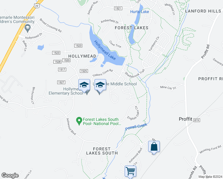 map of restaurants, bars, coffee shops, grocery stores, and more near 1826 Charles Court in Charlottesville