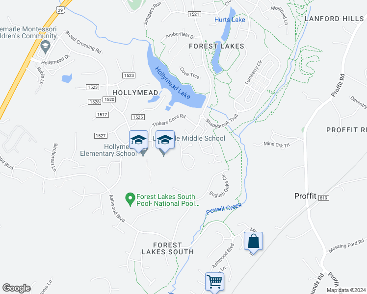 map of restaurants, bars, coffee shops, grocery stores, and more near 1834 Charles Court in Charlottesville