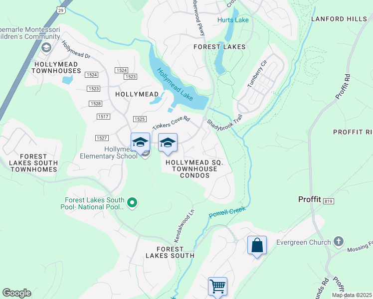 map of restaurants, bars, coffee shops, grocery stores, and more near 1838 Charles Court in Charlottesville