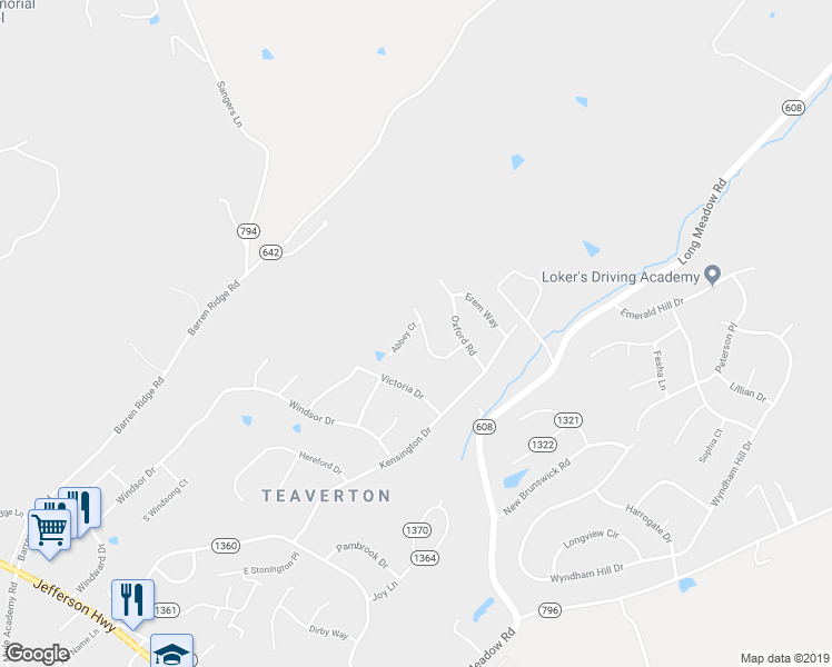 map of restaurants, bars, coffee shops, grocery stores, and more near 10 Abbey Court in Fishersville