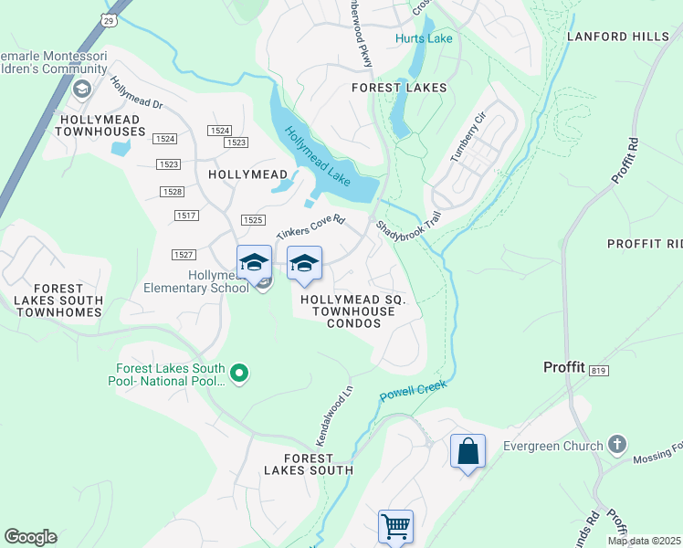 map of restaurants, bars, coffee shops, grocery stores, and more near 1850 Charles Court in Charlottesville