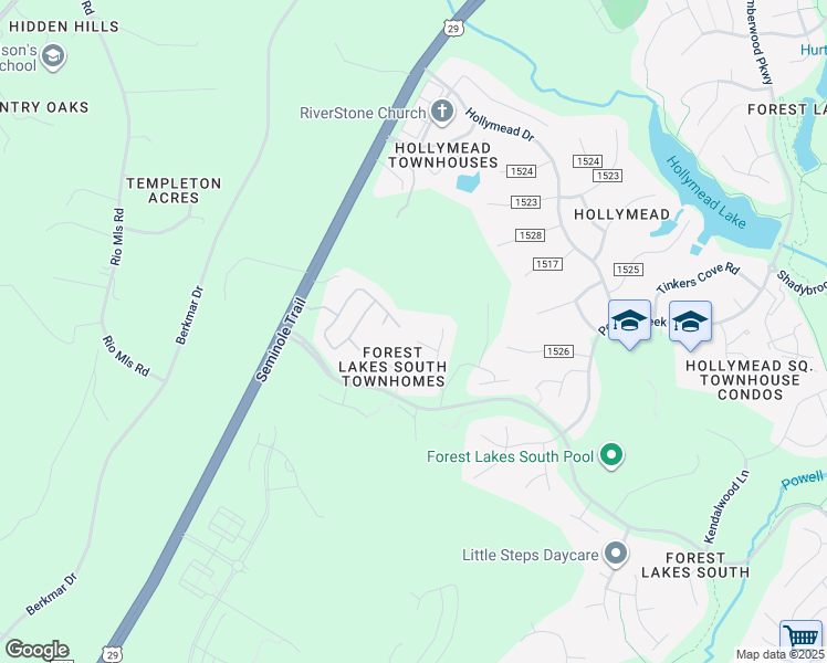 map of restaurants, bars, coffee shops, grocery stores, and more near 2778 Cricklewood Court in Charlottesville