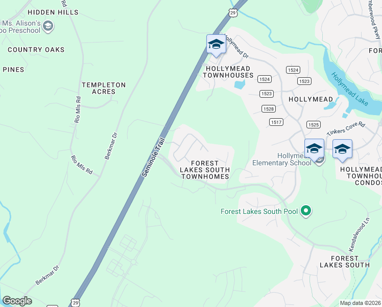 map of restaurants, bars, coffee shops, grocery stores, and more near 1434-1498 Ridgewood Circle in Charlottesville