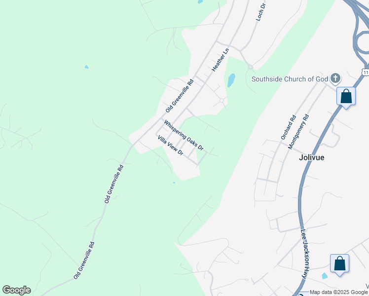 map of restaurants, bars, coffee shops, grocery stores, and more near 73 Whispering Oaks Drive in Staunton