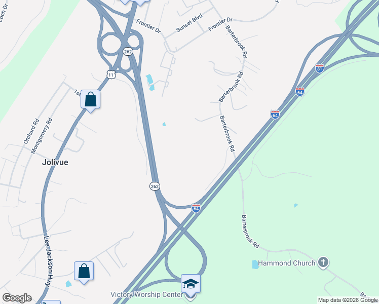 map of restaurants, bars, coffee shops, grocery stores, and more near 1777 Barterbrook Road in Staunton