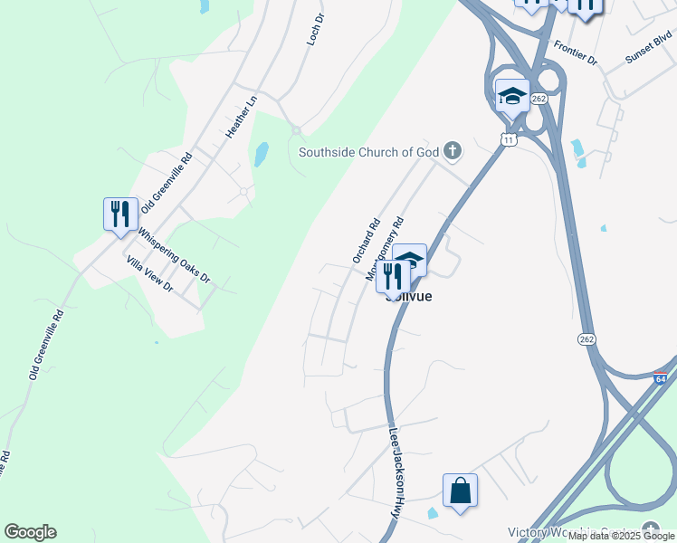 map of restaurants, bars, coffee shops, grocery stores, and more near 149 Orchard Rd in Staunton