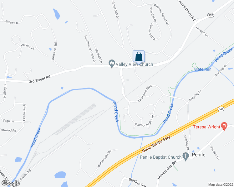 map of restaurants, bars, coffee shops, grocery stores, and more near 9600 Lamborne Boulevard in Louisville