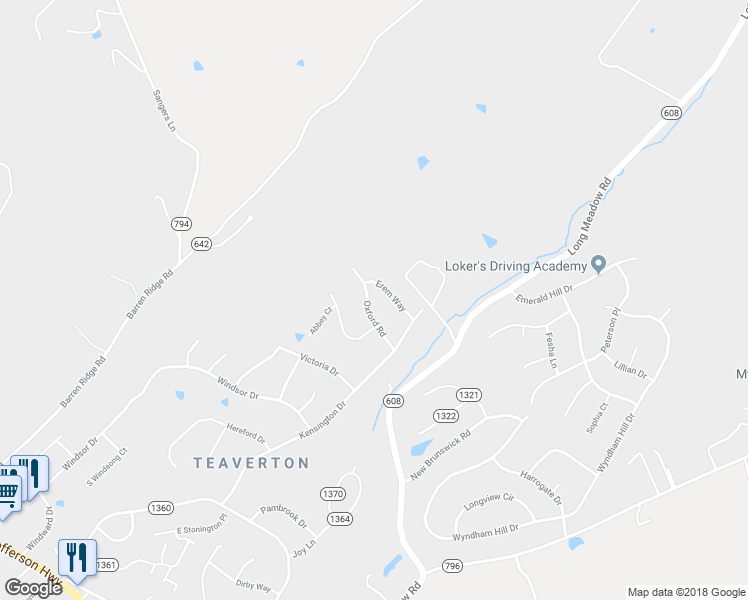 map of restaurants, bars, coffee shops, grocery stores, and more near 57 Oxford Road in Fishersville
