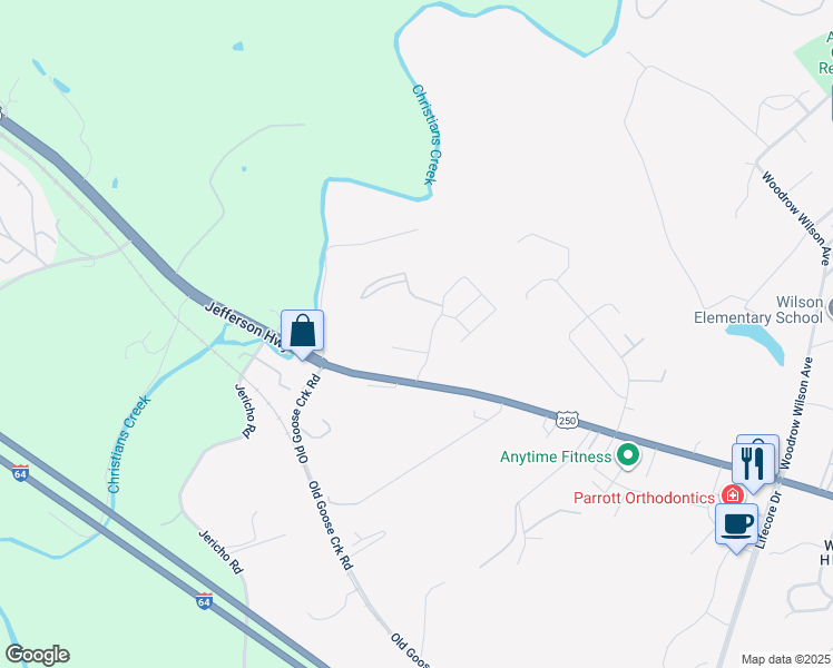 map of restaurants, bars, coffee shops, grocery stores, and more near 54 Imperial Drive in Staunton