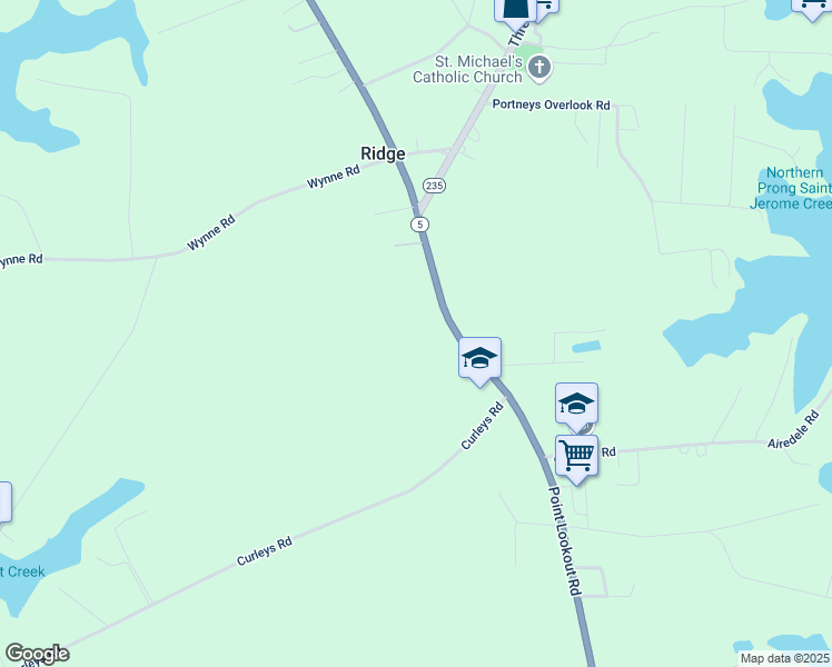 map of restaurants, bars, coffee shops, grocery stores, and more near 13485 Point Lookout Road in Ridge