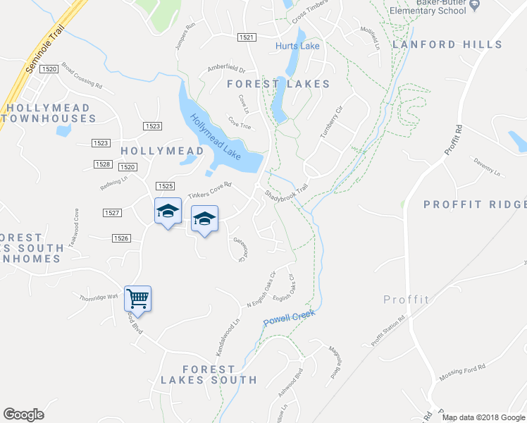 map of restaurants, bars, coffee shops, grocery stores, and more near 1908 Powell Creek Court in Charlottesville