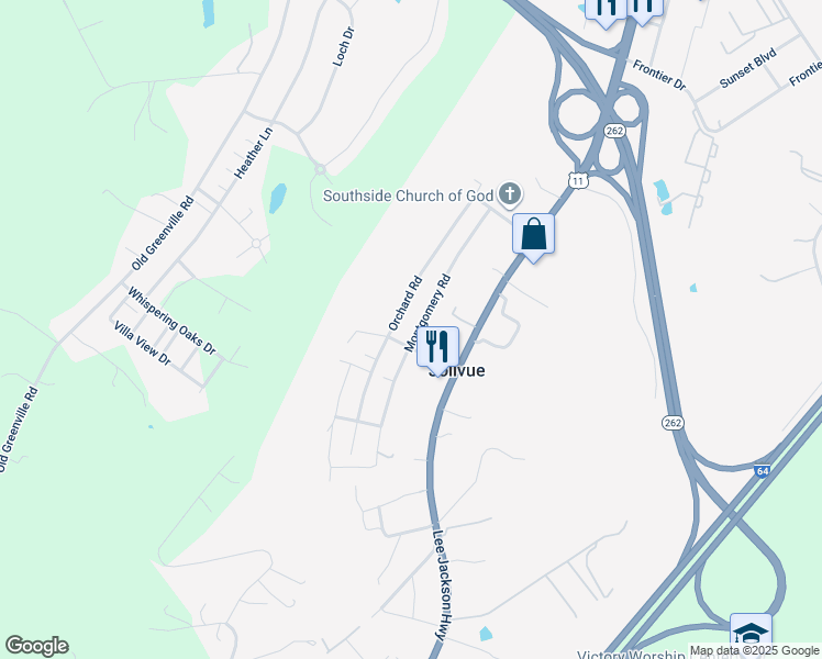 map of restaurants, bars, coffee shops, grocery stores, and more near 119 Montgomery Road in Staunton