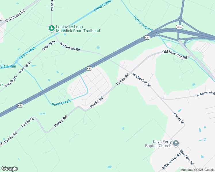map of restaurants, bars, coffee shops, grocery stores, and more near 1220 Blackberry Drive in Louisville
