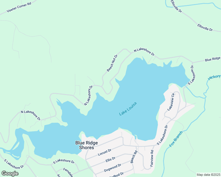 map of restaurants, bars, coffee shops, grocery stores, and more near 876 North Lakeshore Drive in Louisa