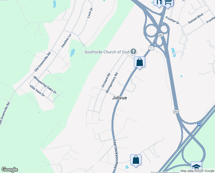 map of restaurants, bars, coffee shops, grocery stores, and more near 119 Montgomery Road in Staunton