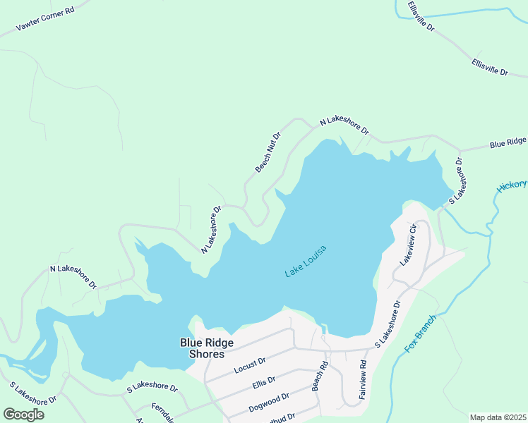 map of restaurants, bars, coffee shops, grocery stores, and more near 876 North Lakeshore Drive in Louisa