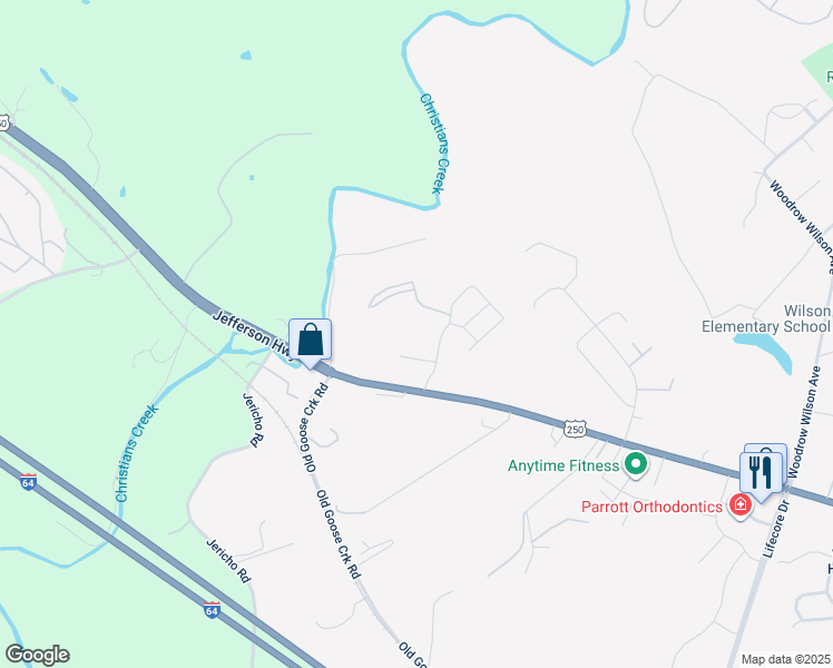 map of restaurants, bars, coffee shops, grocery stores, and more near 54 Imperial Drive in Staunton