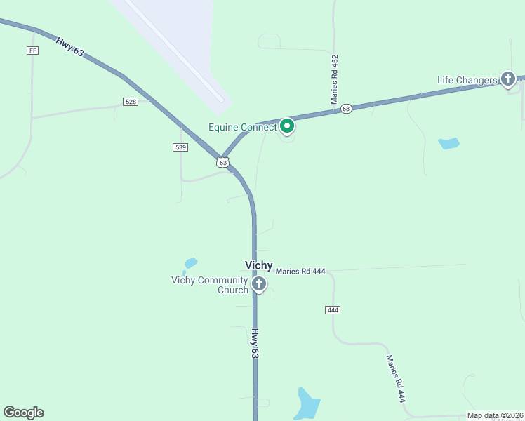map of restaurants, bars, coffee shops, grocery stores, and more near 14788 US Highway 63 in Vichy